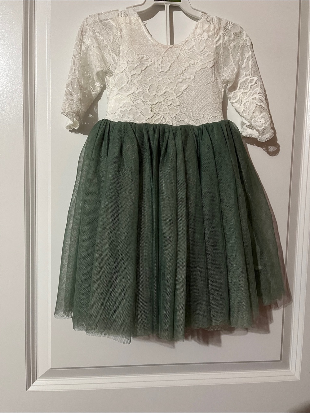 Lace Top & Green Tulle Skirt Girls Party Dress